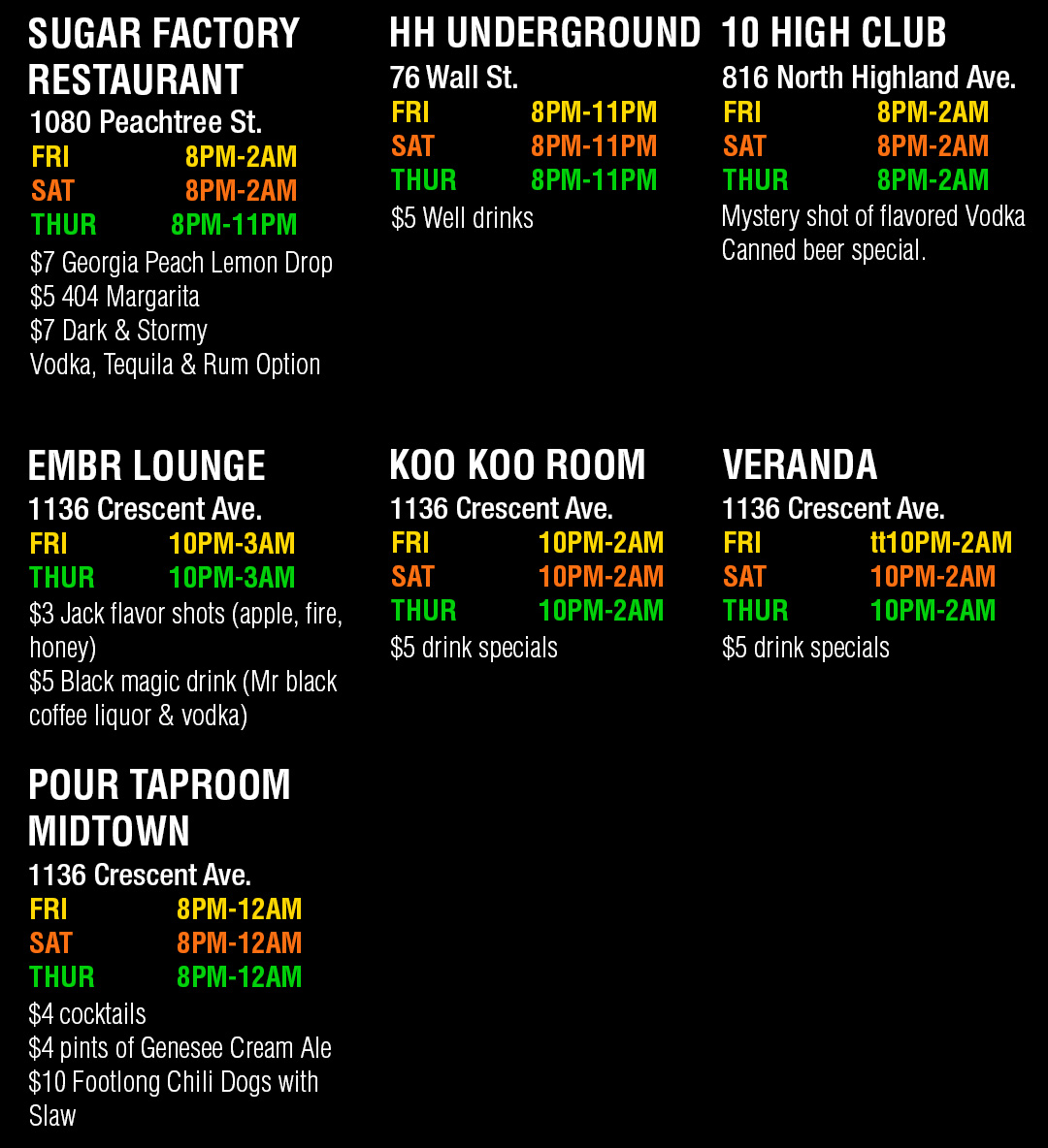 Map venue chart Atlanta