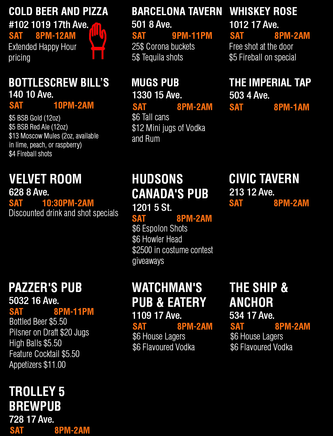 Map venue chart Calgary