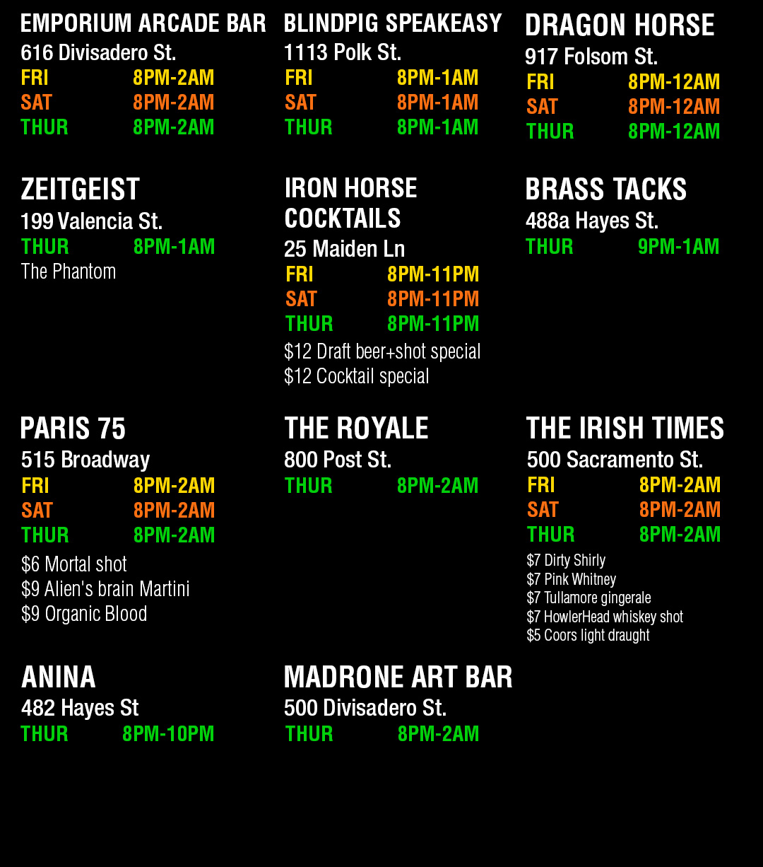 Map Venue Chart San Francisco